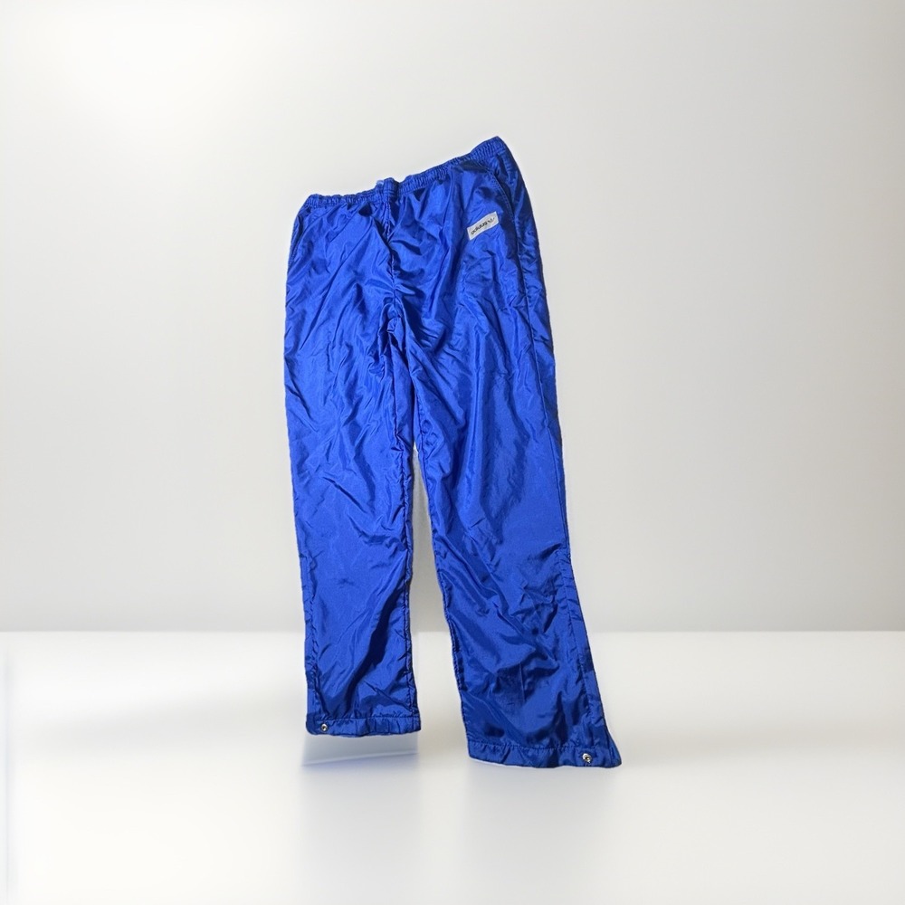 Vintage adidas Windbreaker Pants Blue Nylon Track Pants Snap Ankle Lined Large
